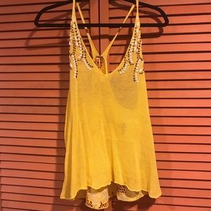 Yellow free people halter tank top